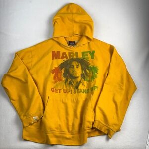 Vintage Zion Rootswear Bob Marley Get Up Stand Up Hoodie Mens 2X Distressed